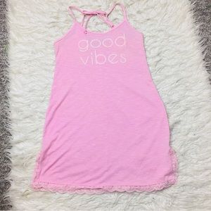 Xhilaration Chemise Pink Tie Back “ Good Vibes” Size XS